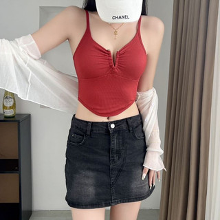 Áo 2 Dây Dáng Croptop Nữ Cổ Chữ V Quyến Rũ, Áo Bra Hở Eo Gân Tăm Mềm Thoáng Mát King Shop B-3006