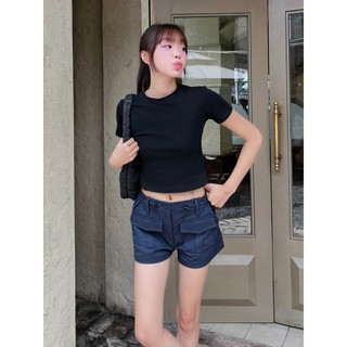 Quần short kaki ngắn lưng thun dây rút cạp thấp có túi Lolalalo
