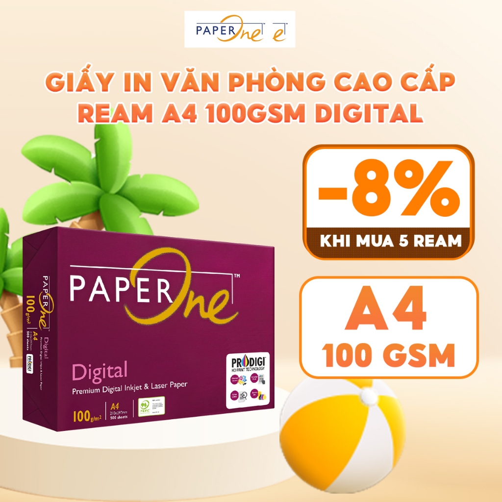Giấy in A4 PaperOne Digital 100gsm - Ream 500 tờ giấy A4 định lượng cao ...