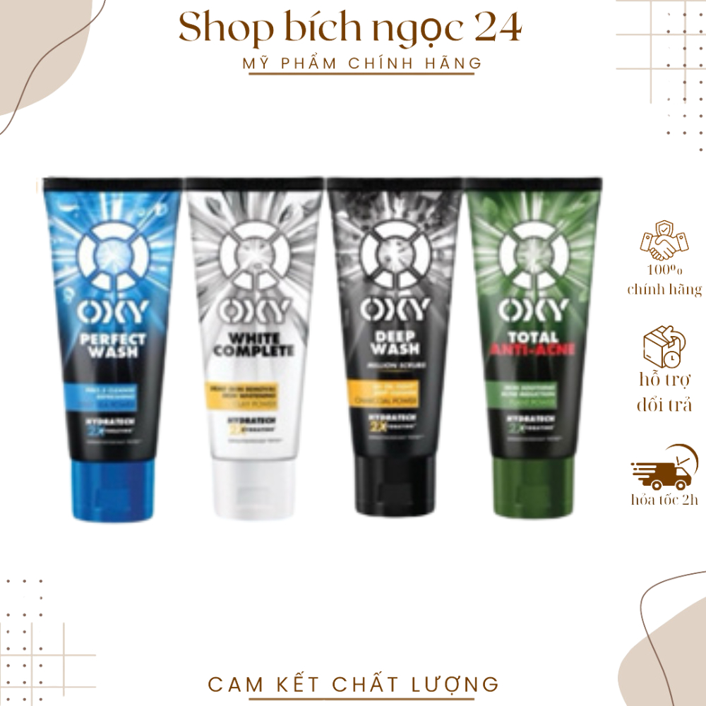 Sữa Rửa Mặt Cho Nam Oxy sạch tế bào chết, giảm mụn đầu đen, dạng kem Oxy Anti-Blackhead Wash 100g