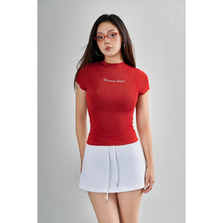 THEKIM Áo thun babytee ngắn tay WANNA KISS chất liệu ánh nhũ cổ cao , áo thun baby tee tay ngắn ôm body T265