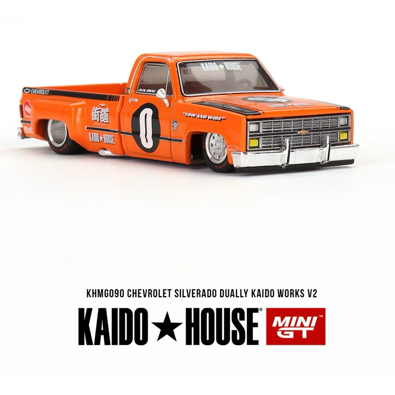 Chase Kaido House X Mini GT Chevrolet Silverado Dually Kaido V2 KHMG090 Scala 1:64 Arancione
