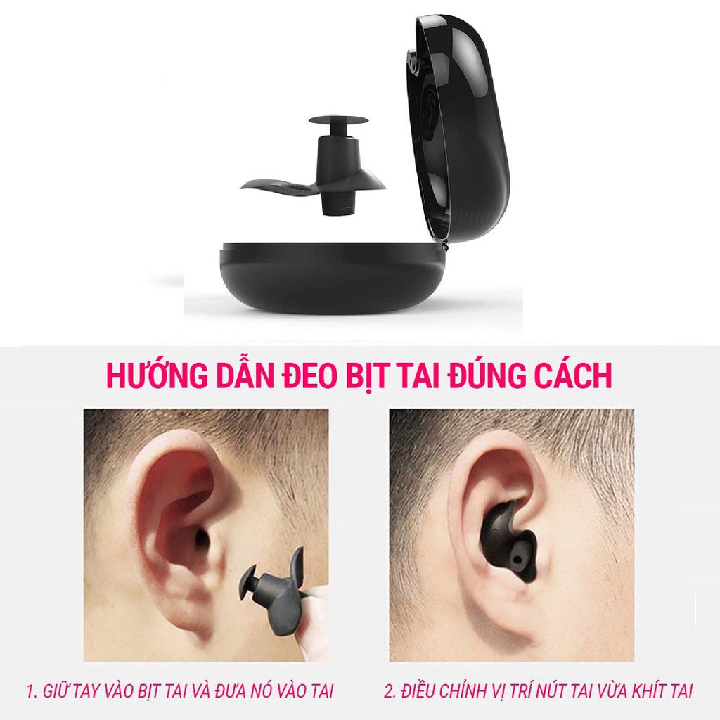 Bộ 2 nút bịt tai EP1 chất liệu silicon dẻo mềm mịn chống nước 100% bảo vệ an toàn cho da SPORTY