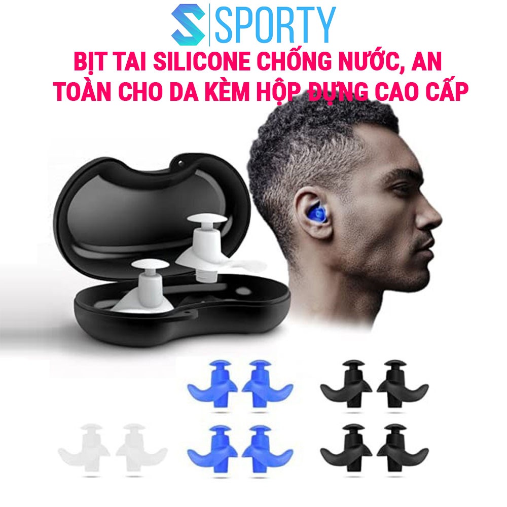 Bộ 2 nút bịt tai EP1 chất liệu silicon dẻo mềm mịn chống nước 100% bảo vệ an toàn cho da SPORTY
