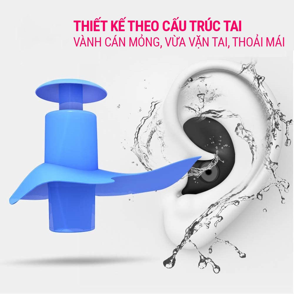 Bộ 2 nút bịt tai EP1 chất liệu silicon dẻo mềm mịn chống nước 100% bảo vệ an toàn cho da SPORTY