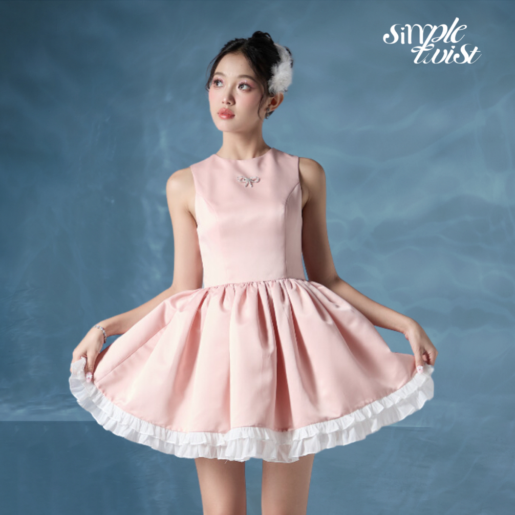 Ảnh Đầm thiết kế dáng chữ A màu hồng PINK SWAN tiểu thư, sang chảnh dự tiệc - Simple Twist 4