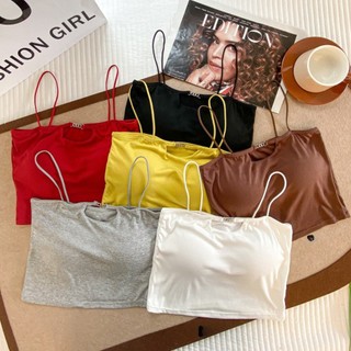Áo 2 Dây Nữ Mút Mỏng Kiểu Dáng Croptop Khoét Ngực Móc Xích, Áo Bra Cotton Thoáng King Shop B-3034
