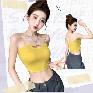 Áo 2 Dây Nữ Mút Mỏng Kiểu Dáng Croptop Khoét Ngực Móc Xích, Áo Bra Cotton Thoáng King Shop B-3034