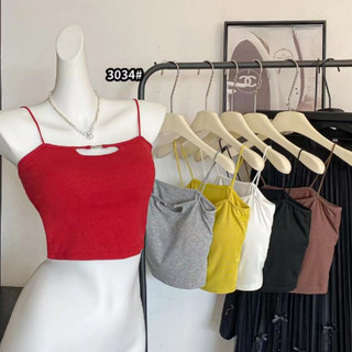 Áo 2 Dây Nữ Mút Mỏng Kiểu Dáng Croptop Khoét Ngực Móc Xích, Áo Bra Cotton Thoáng King Shop B-3034