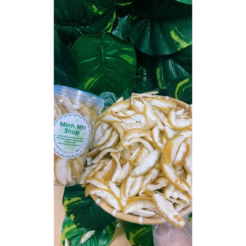 Vỏ Bưởi sấy dẻo đường phèn ,mềm dẻo ko bị đắng , ít ngọt . Trái cây sấy Minh Nhi