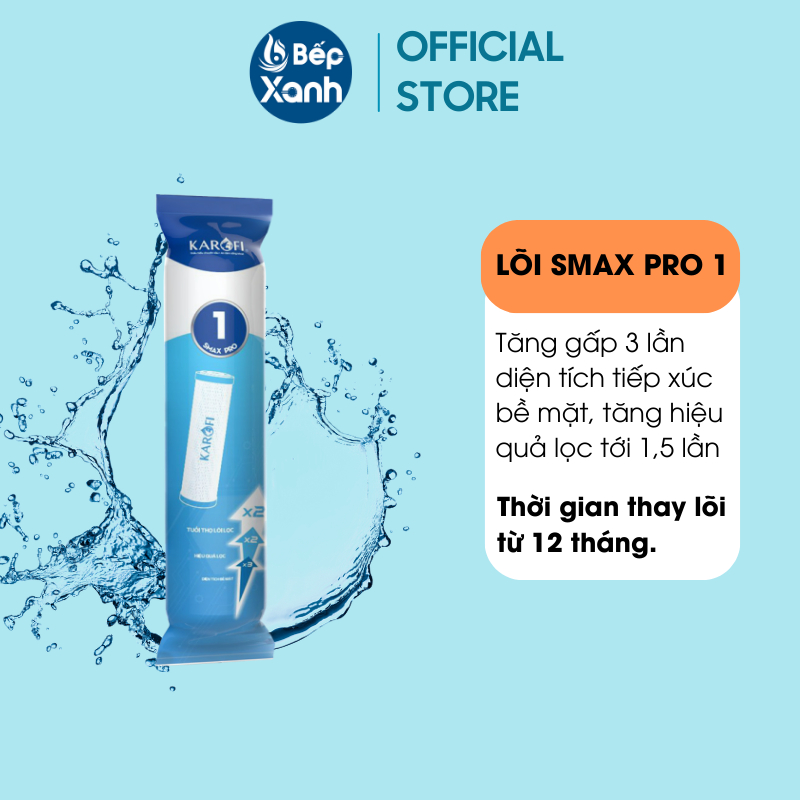 Ảnh Bộ lõi lọc Karofi 1,2,3 SMAX PRO - Hàng chính hãng, lắp được cho các máy lọc RO có 3 cốc lọc thô 10 inch 3