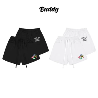 [BUDDY] Quần kaki thô thêu sticker ống to form trên gối - PIN SHORTS