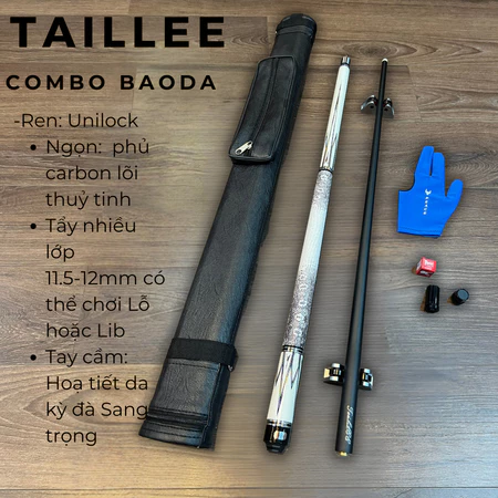 Cơ Gậy Carbon Lõi Thuỷ Tinh Taillee - Hoạ Tiết Da Kỳ Đà - Hàng Cao Cấp- Chính Hãng