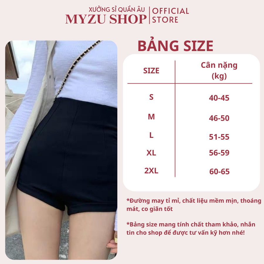 Quần Short Nữ Ngắn Bó Sát Cạp Cao Dáng Ôm Tôn Dáng Chất Vải Umi Dày Dặn Co Giãn 4 Chiều MYZ13