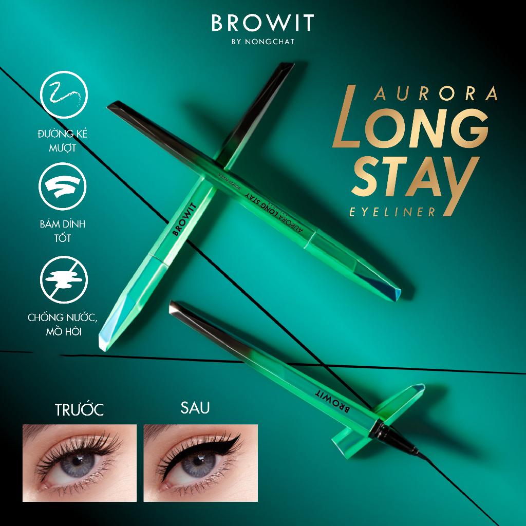 Ảnh Set Trang Điểm Mắt BROWIT My Everyday Mascara Nongchat và Kẻ Mắt Aurora Long Stay 4