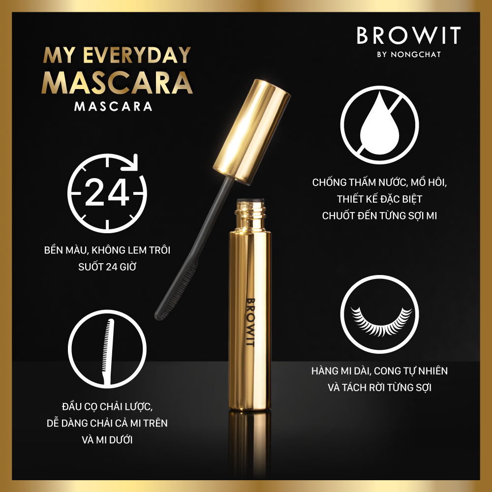 Ảnh Set Trang Điểm Mắt BROWIT My Everyday Mascara Nongchat và Kẻ Mắt Aurora Long Stay 3