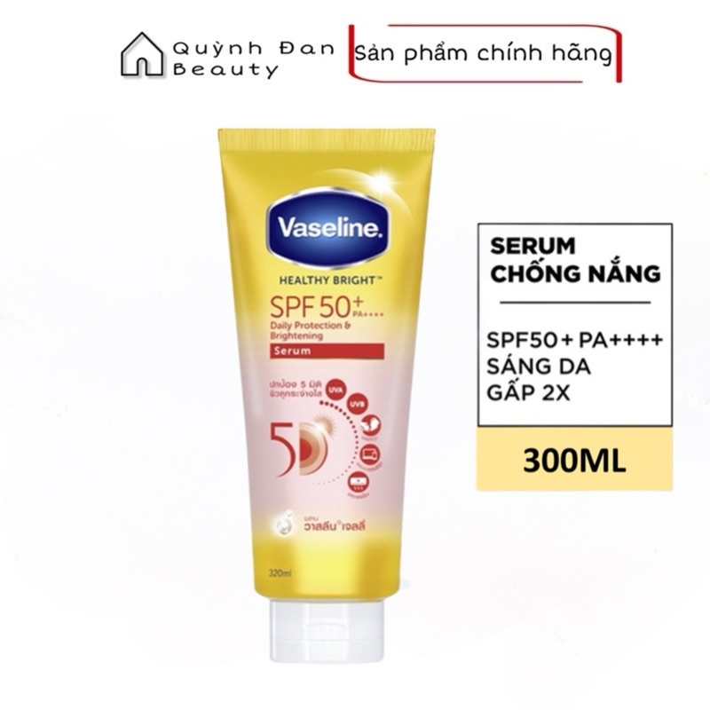 Serum chống nắng cơ thể Vaseline 50x bảo vệ da với SPF 50+ PA++++ giúp da sáng hơn gấp 2X 300ml