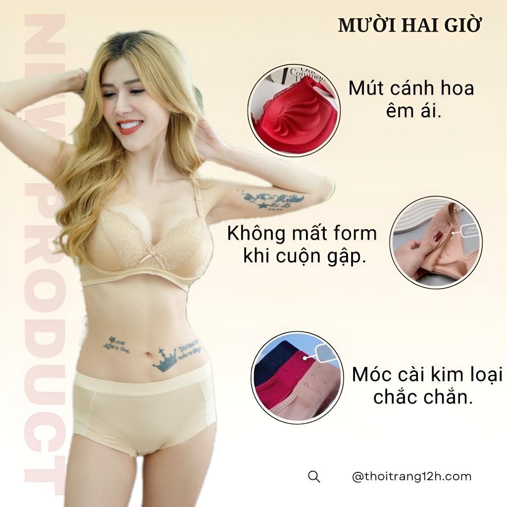 Áo ngực mút vừa chuyên mặt áo dài form chuẩn E485, Đồ lót 12h