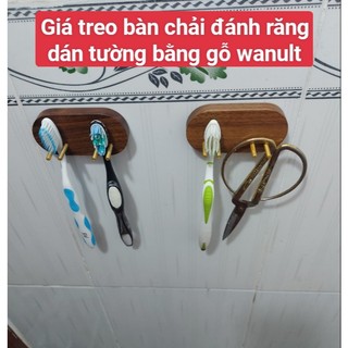 Giá treo bàn chải đánh răng được thiết kế đơn giản tiện dụng bằng chất liệu gỗ wanult tự nhiên