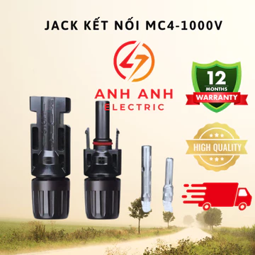 Đầu nối MC4 1000V, jack kết nối MC4 1000V nối tấm pin năng lượng mặt trời (cặp đực + cái)