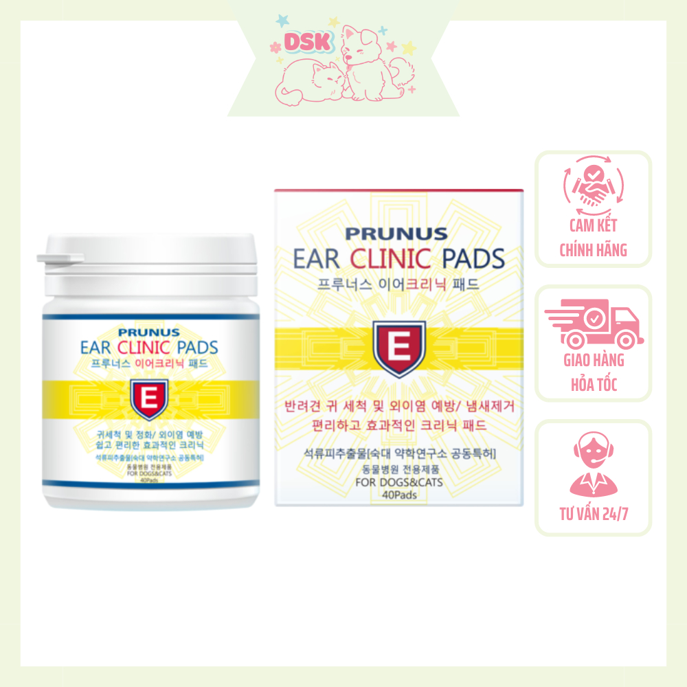 Bông Vệ Sinh Tai, Mắt Cho Chó Mèo - Prunus Ear Clinic Pads 40pcs