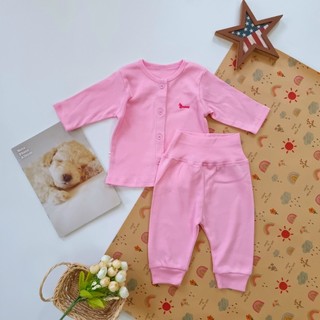 Bộ quần áo tay dài sơ sinh bé gái Bunny chất cotton Hàn cho bé 3-10kg