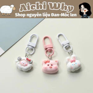 Móc khóa đầu thú heo, cừu, thỏ dễ thương