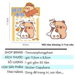 Sticker Capybara To Hình Dán Chống Nước Cute Set 30 Tấm Timo ST106