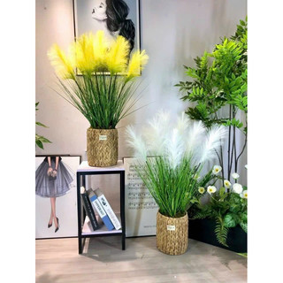 CÀNH LAU 5 BÔNG LỚN CAO 90CM DECOR SIÊU ĐẸP- HOA GIẢ TRANG TRÍ
