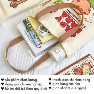 Túi Tote Capybara Vải Đi Học Canvas Đeo Vai Xách Cho Nữ Timo TV73