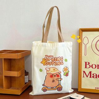Túi Tote Capybara Vải Đi Học Canvas Đeo Vai Xách Cho Nữ Timo TV73