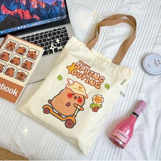 Túi Tote Capybara Vải Đi Học Canvas Đeo Vai Xách Cho Nữ Timo TV73