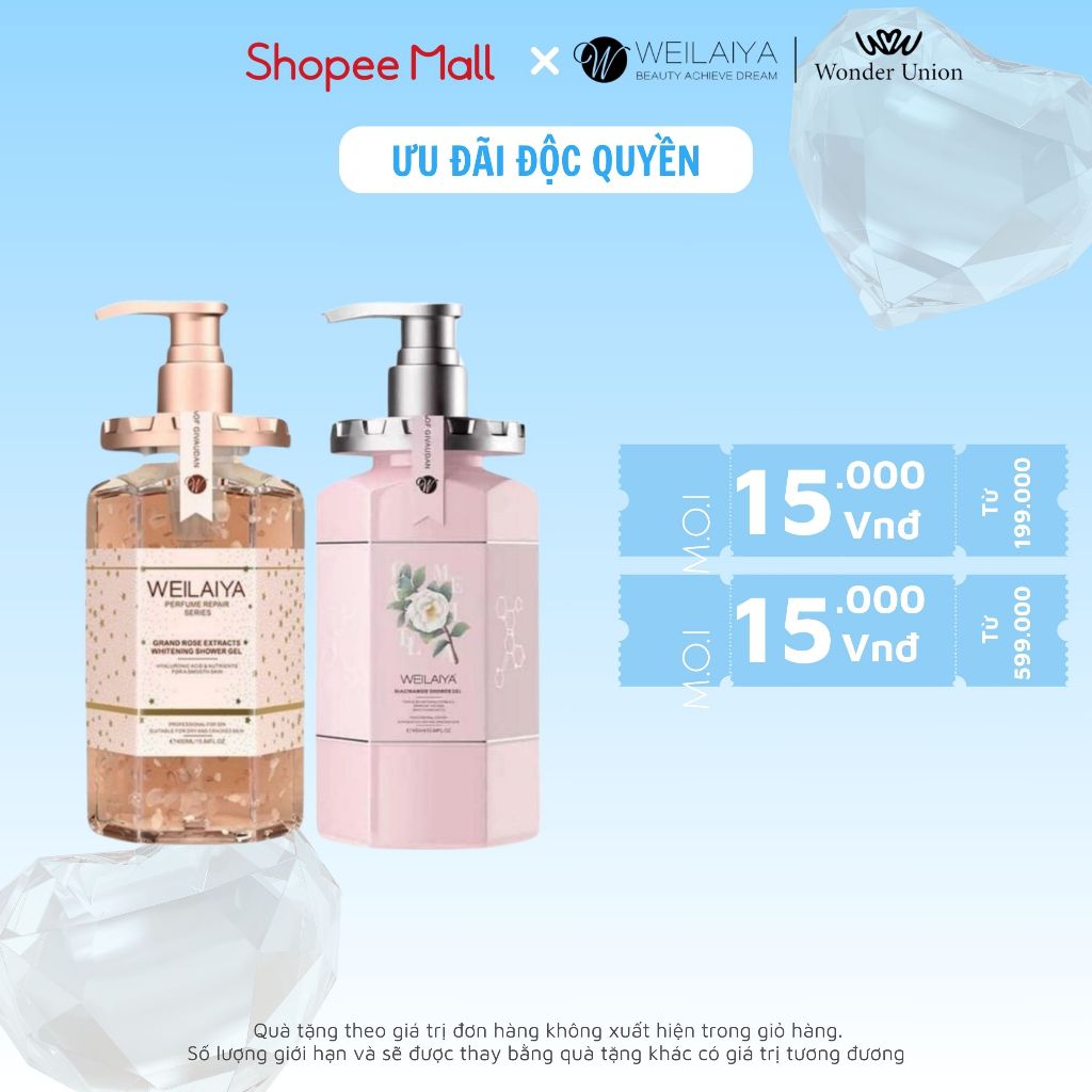 Ảnh Sữa tắm Weilaiya trắng da cánh hoa hồng Damask - Hoa trà Nhật Bản 450ml 1