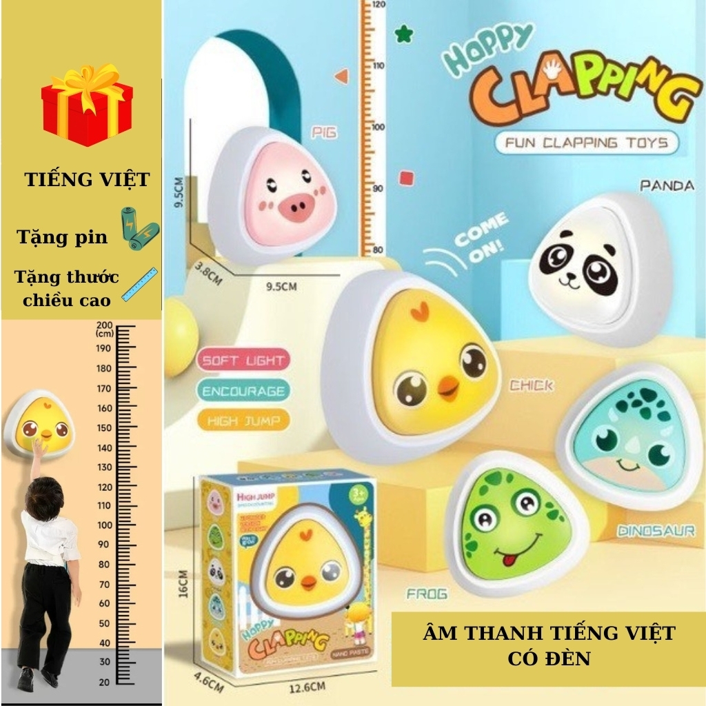 Chạm nhảy tăng chiều cao cho bé Tiếng Việt tặng thước và pin có đèn Led - Binbibo