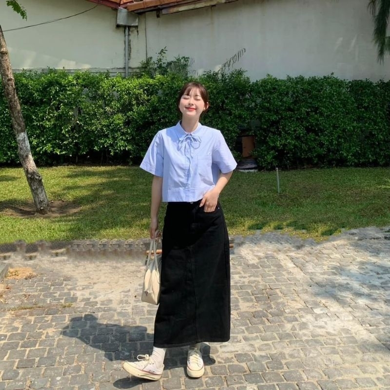 (BomoHouse) Áo sơmi croptop