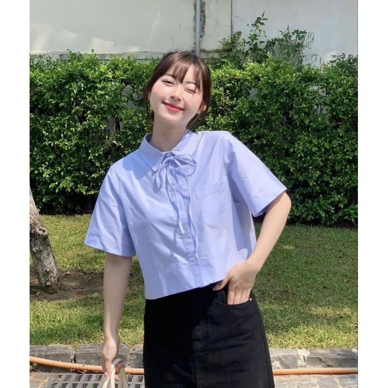 (BomoHouse) Áo sơmi croptop