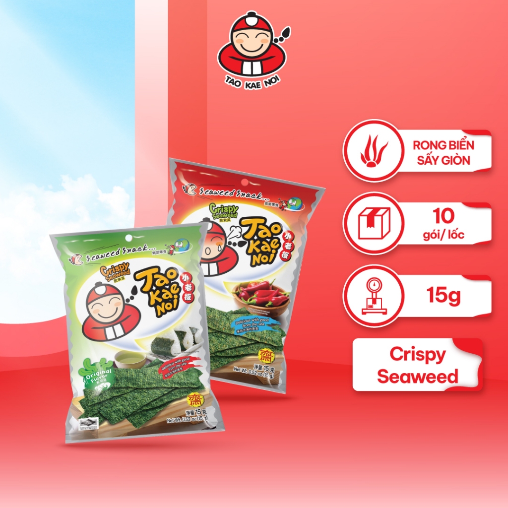 [MUA 5 GÓI TẶNG 2 GÓI CHA CHA 20G] Snack Rong Biển Taokaenoi CRISPY ...