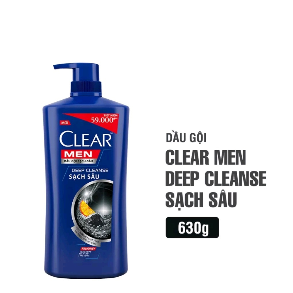 Dầu Gội Đầu Clear Men Deep Cleanse Than Hoạt Tính Đánh Bay Gàu, Ngứa Và Dưỡng Tóc Khỏi Khói Bụi 900g