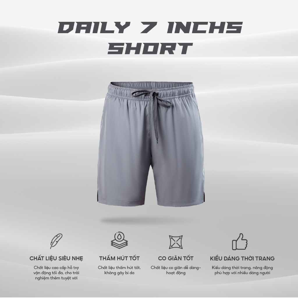 Quần Tập Gym Nam ARM 7 Inch Daily Short siêu nhẹ, quần thể thao nam chạy bộ, vận động thoải mái