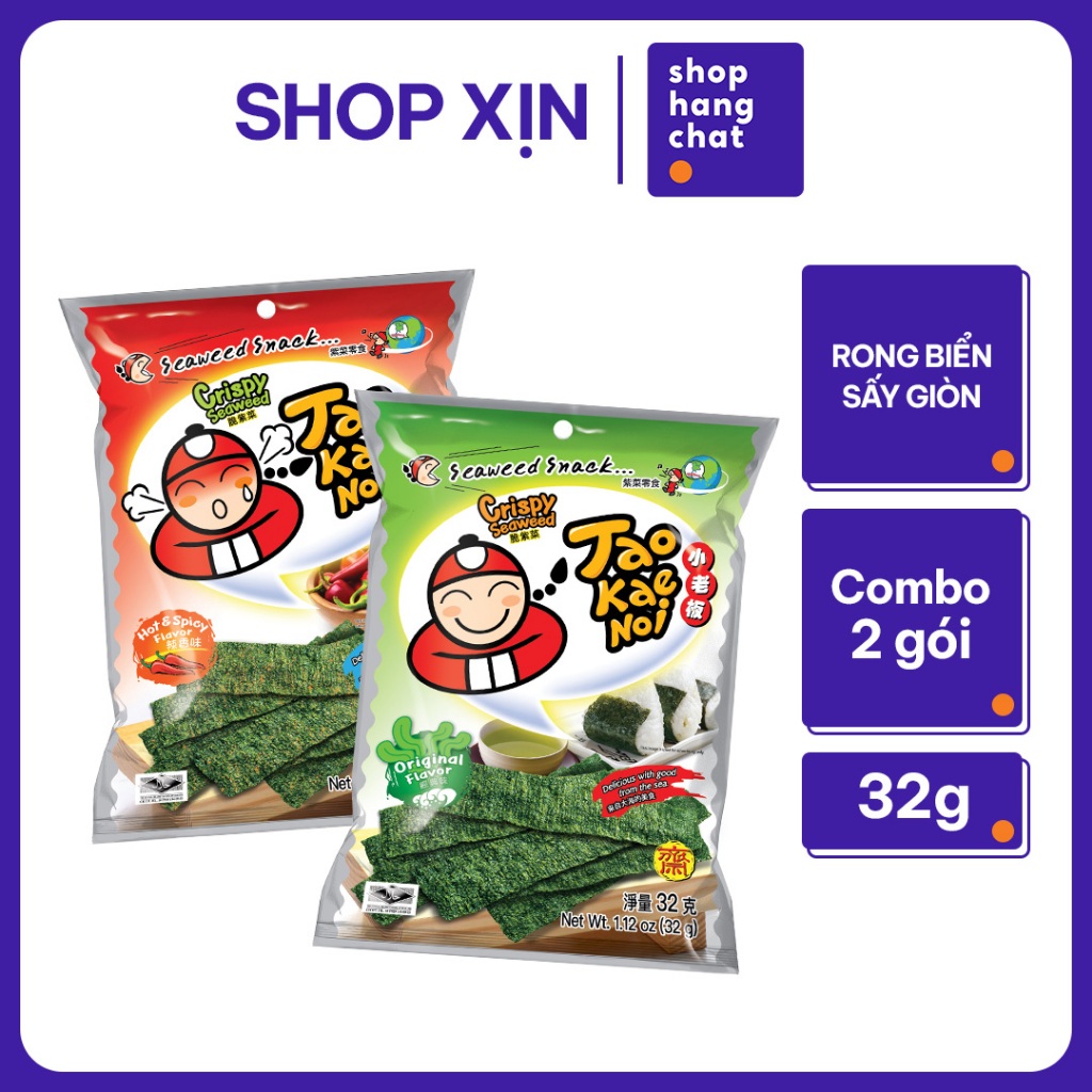 [COMBO 2 GÓI 32G] Snack Rong Biển TaoKaeNoi CRISPY SEAWEED 32G Nhiều vị ...