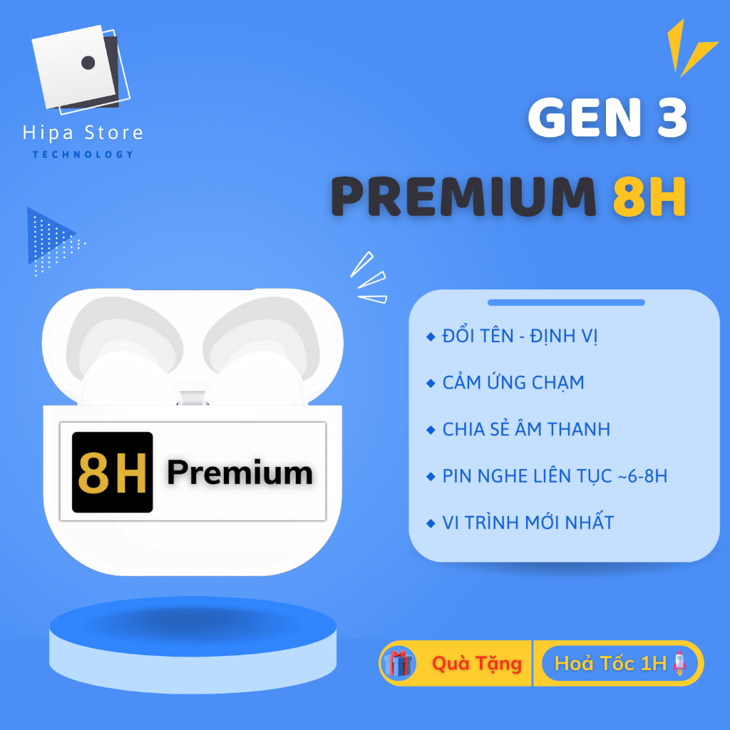 Tai Nghe Bluetooth TWS 3 8H Phiên Bản Premium Đổi Tên - Định Vị - Check ...