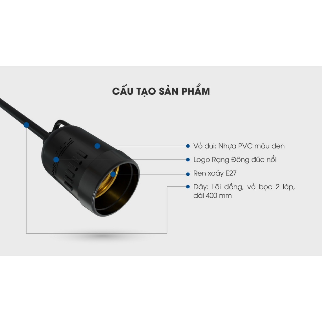 Ảnh Đui đèn Rạng Đông chống nước E27 IP54 3