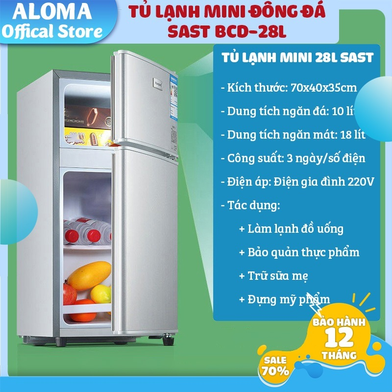 Tủ lạnh mini, tủ lạnh 2 cánh làm lạnh nhanh ngăn đá và ngăn lạnh giữ đồ luôn tươi mới, siêu nhỏ gọn tiết kiệm điện