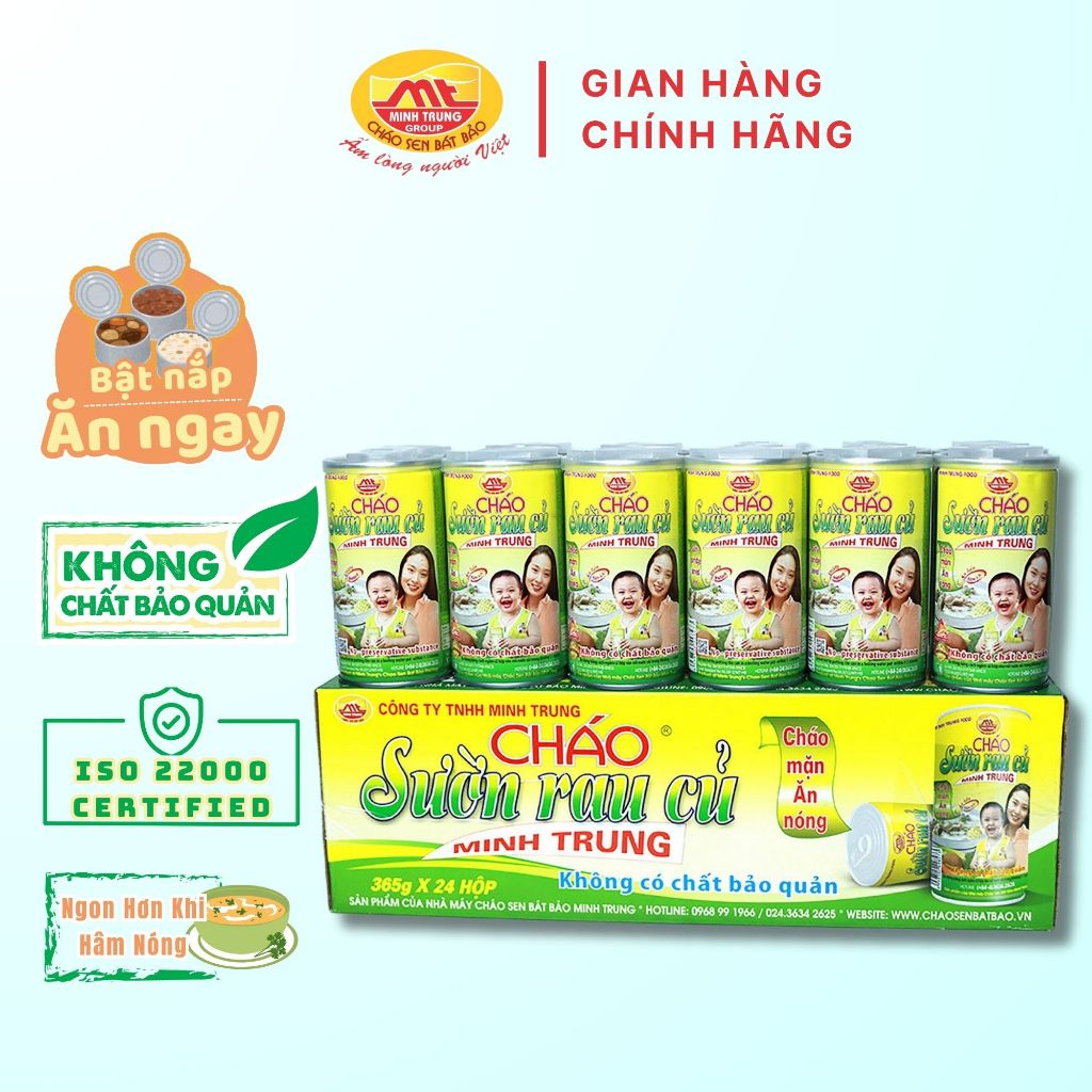 Cháo sườn rau củ Minh Trung 365g - Cháo Sườn 24 (thùng 24 lon) | Shopee ...