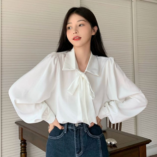 Áo Sơ Mi Bigsize Nữ Tay Dài Somi Công Sở Phối Dây Buộc Nơ Vải Lụa Chéo Mềm Mát SM16