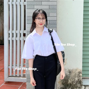 Áo sơ mi trắng đồng phục cộc tay 1 túi nam nữ Yến Tee , hàng cao cấp có size #0135