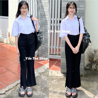( Từ 30kg-100kg ) Áo sơ mi trắng đồng phục cộc tay 1 túi nam nữ Yến Tee , hàng cao cấp có size #0135