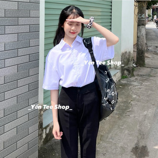 Áo sơ mi trắng đi học đồng phục Yến Tee Shop hàng cao cấp có size 30kg-100kg #0135