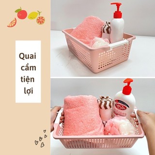 Rổ chữ nhật 3 size có quai cầm nhựa Việt Nhật 3596,3597,3598,Khay chữ nhật đựng tài liệu, đồ dùng văn phòng tiện dụng H