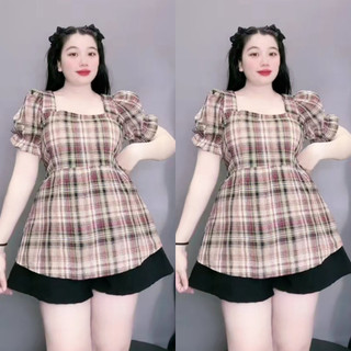 Set đồ bộ bigsize áo babydoll tay ngắn phồng vintage kèm quần đùi ống rộng dáng chữ A dễ thương SET67